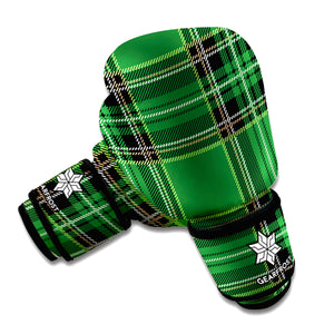 Green Stewart Tartan Pattern Print Boxing Gloves