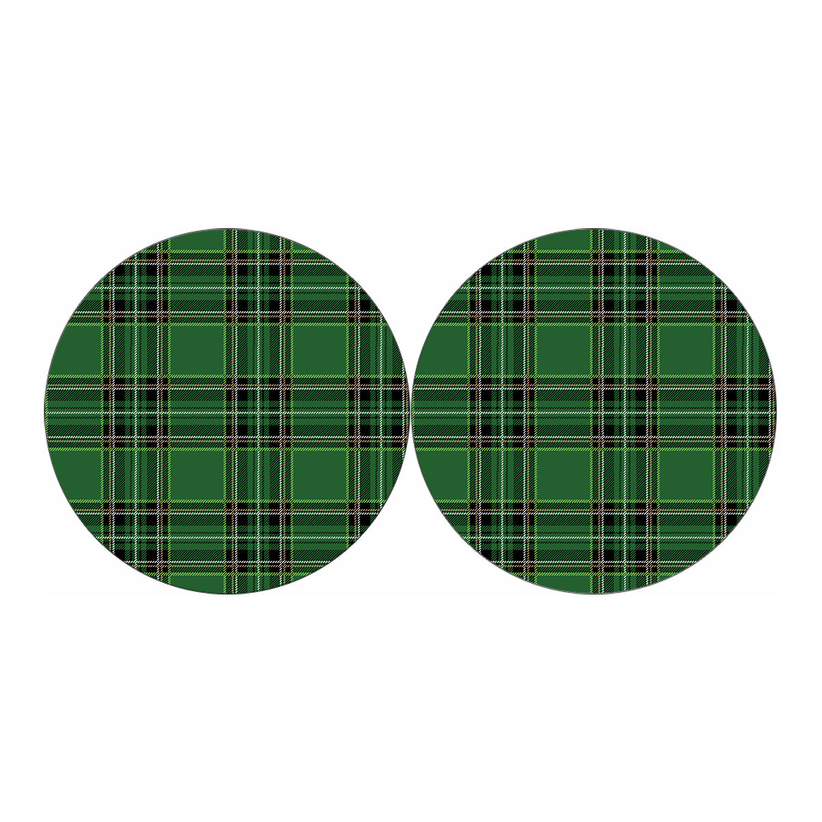 Green Stewart Tartan Pattern Print Car Coasters