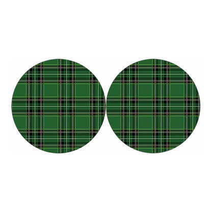 Green Stewart Tartan Pattern Print Car Coasters