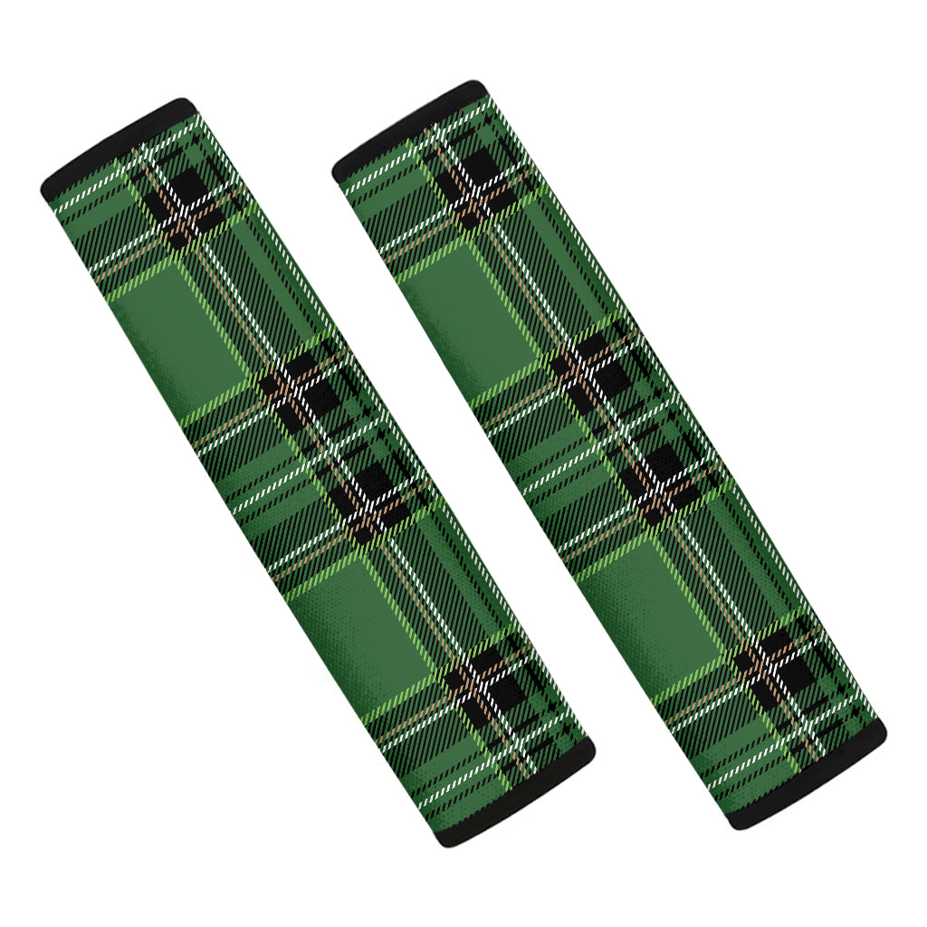 Green Stewart Tartan Pattern Print Car Seat Belt Covers