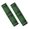 Green Stewart Tartan Pattern Print Car Seat Belt Covers