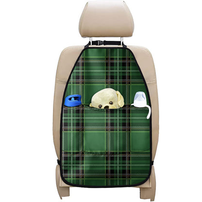 Green Stewart Tartan Pattern Print Car Seat Organizers