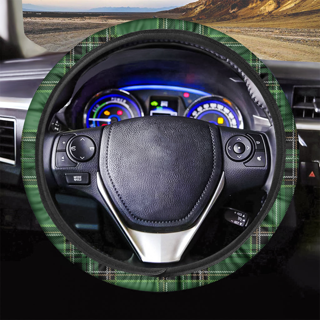 Green Stewart Tartan Pattern Print Car Steering Wheel Cover