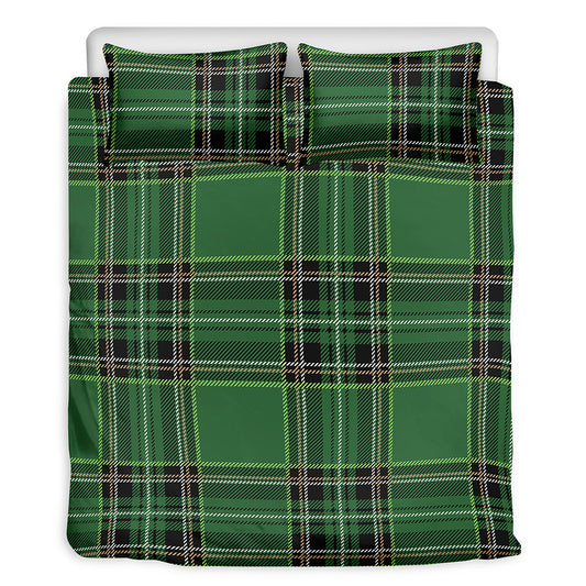 Green Stewart Tartan Pattern Print Duvet Cover Bedding Set