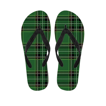 Green Stewart Tartan Pattern Print Flip Flops