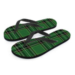 Green Stewart Tartan Pattern Print Flip Flops