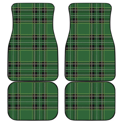 Green Stewart Tartan Pattern Print Front and Back Car Floor Mats