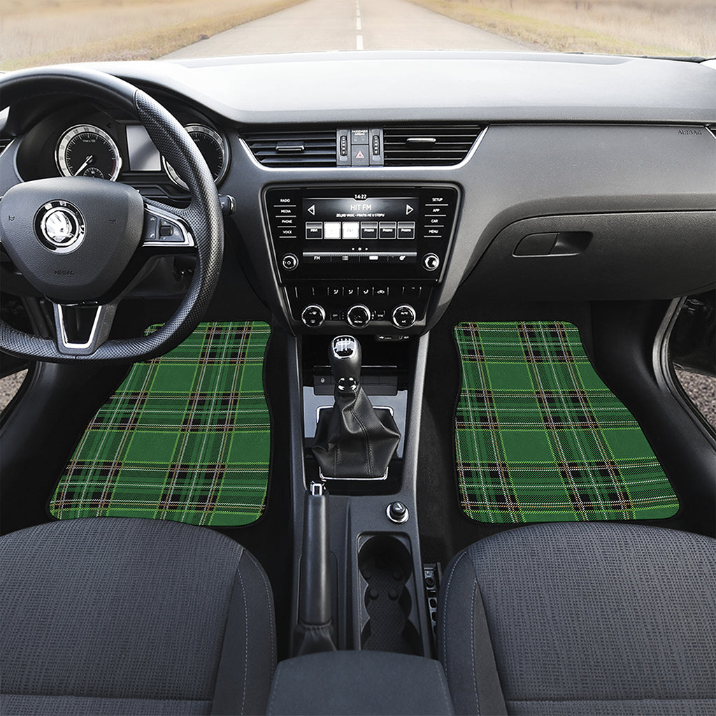 Green Stewart Tartan Pattern Print Front and Back Car Floor Mats