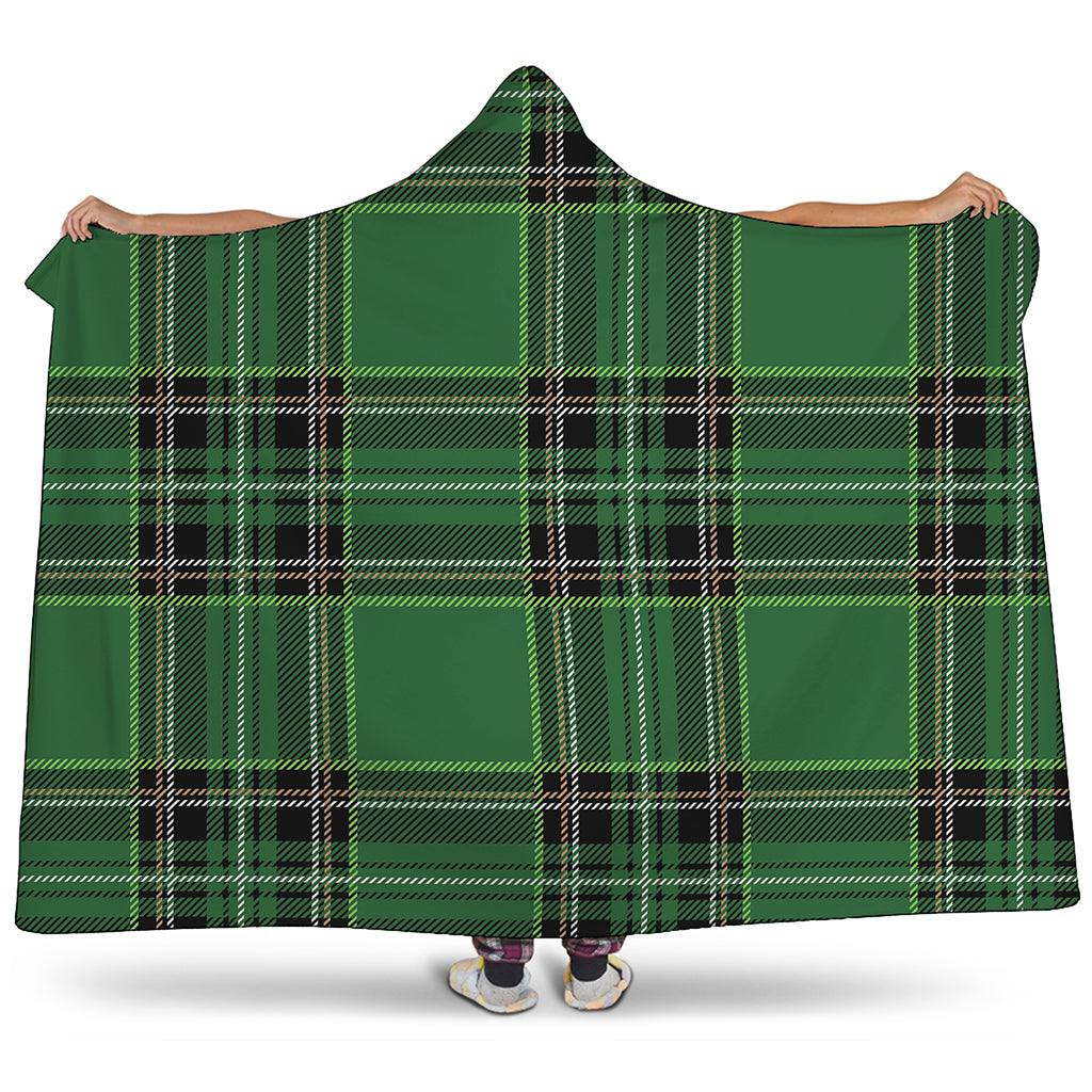 Green Stewart Tartan Pattern Print Hooded Blanket