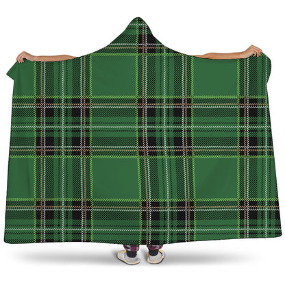Green Stewart Tartan Pattern Print Hooded Blanket