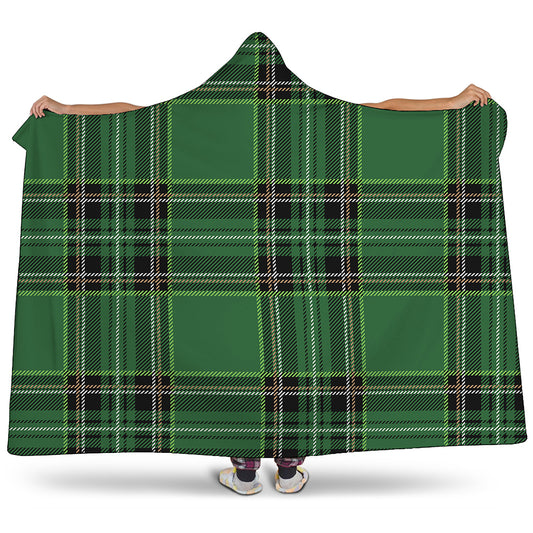 Green Stewart Tartan Pattern Print Hooded Blanket