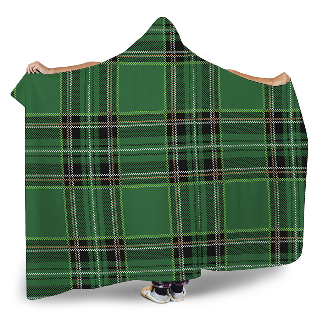 Green Stewart Tartan Pattern Print Hooded Blanket