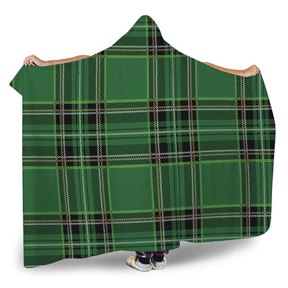 Green Stewart Tartan Pattern Print Hooded Blanket