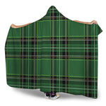 Green Stewart Tartan Pattern Print Hooded Blanket