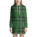 Green Stewart Tartan Pattern Print Pullover Hoodie Dress