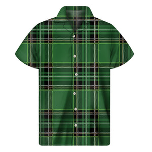 Green Stewart Tartan Pattern Print Men's Short Sleeve Shirt