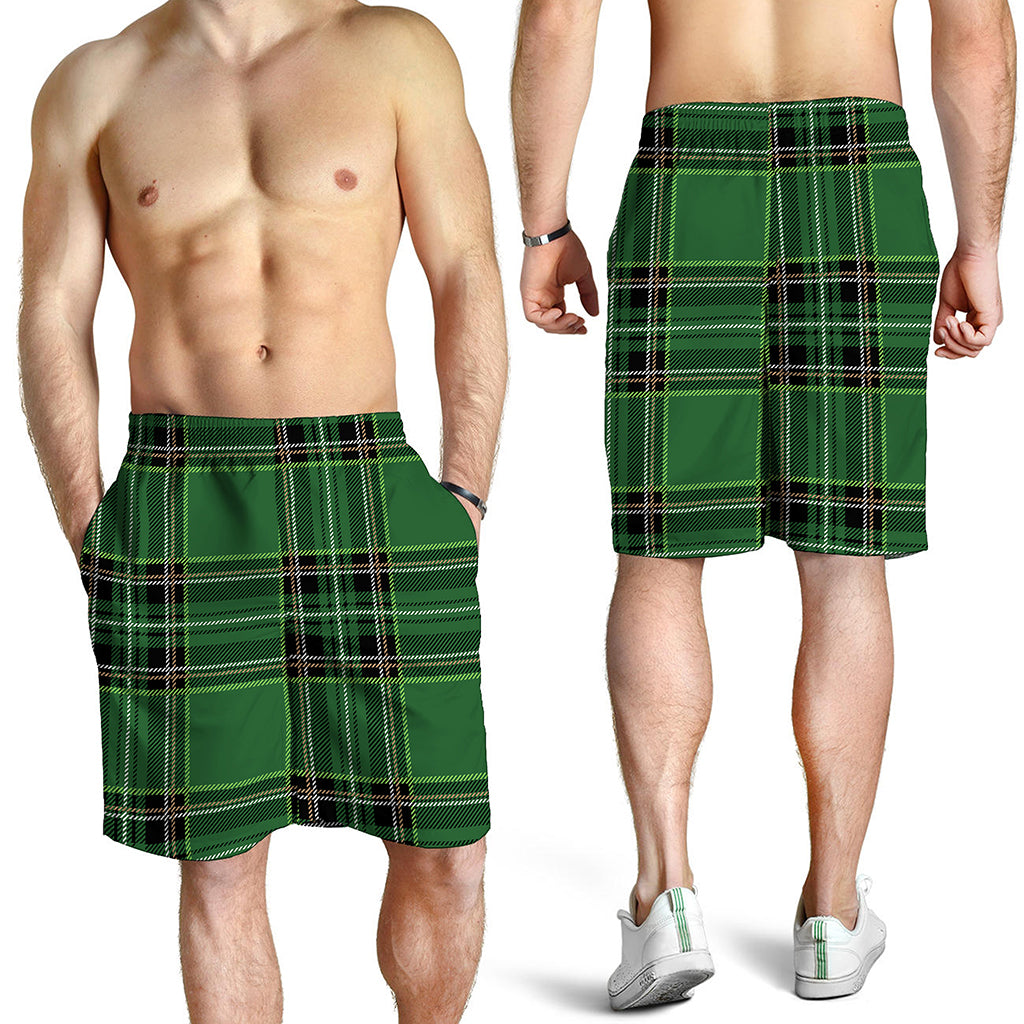 Green Stewart Tartan Pattern Print Men's Shorts