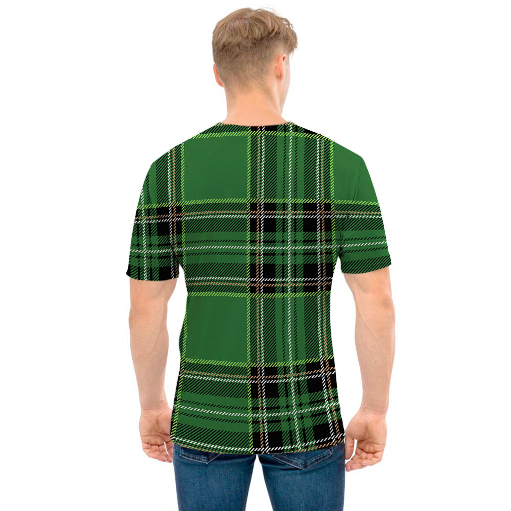 Green Stewart Tartan Pattern Print Men's T-Shirt