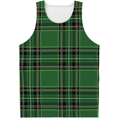 Green Stewart Tartan Pattern Print Men's Tank Top