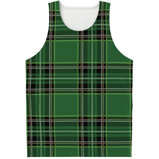 Green Stewart Tartan Pattern Print Men's Tank Top
