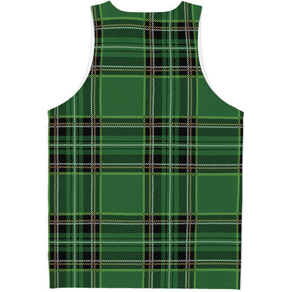 Green Stewart Tartan Pattern Print Men's Tank Top