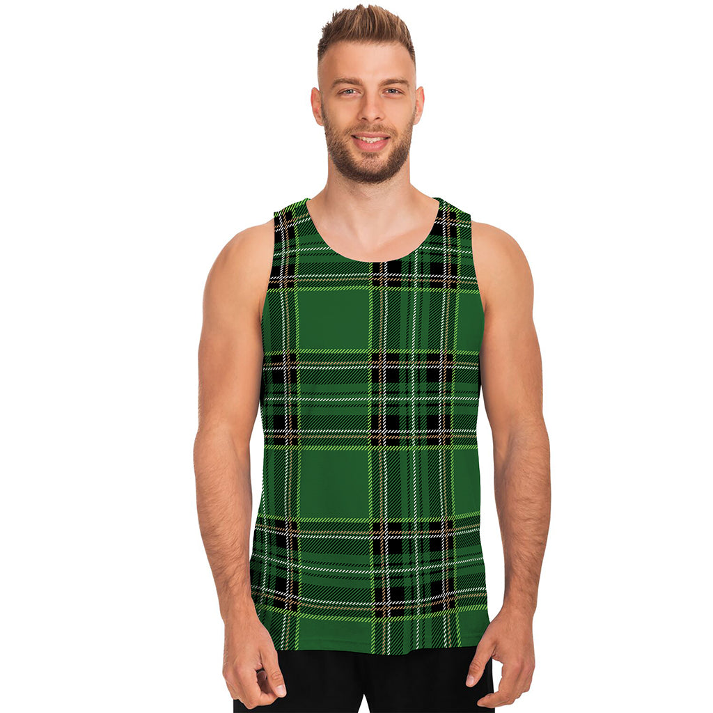 Green Stewart Tartan Pattern Print Men's Tank Top