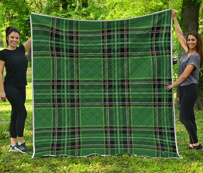 Green Stewart Tartan Pattern Print Quilt