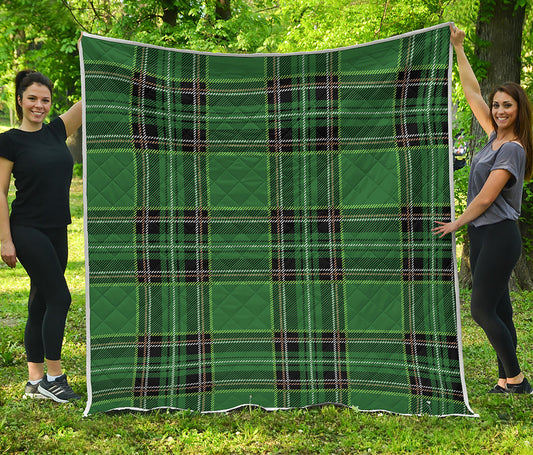 Green Stewart Tartan Pattern Print Quilt