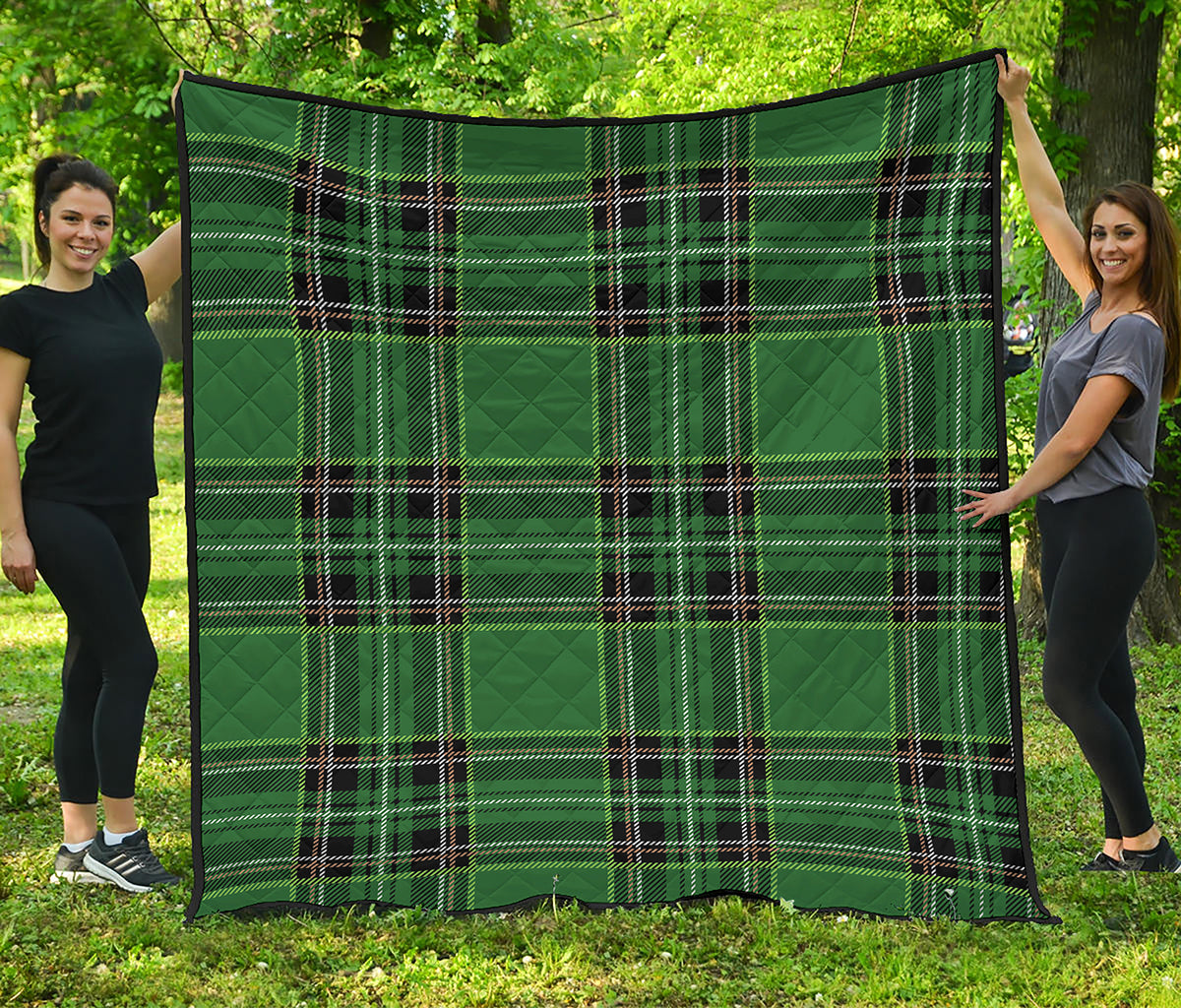 Green Stewart Tartan Pattern Print Quilt