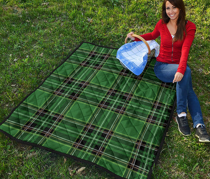 Green Stewart Tartan Pattern Print Quilt