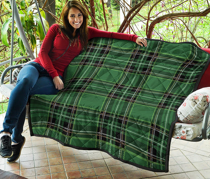 Green Stewart Tartan Pattern Print Quilt