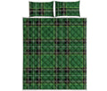 Green Stewart Tartan Pattern Print Quilt Bed Set