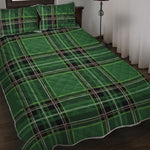 Green Stewart Tartan Pattern Print Quilt Bed Set