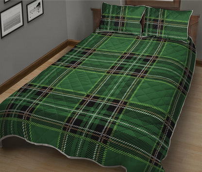 Green Stewart Tartan Pattern Print Quilt Bed Set