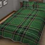 Green Stewart Tartan Pattern Print Quilt Bed Set