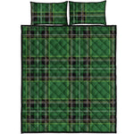 Green Stewart Tartan Pattern Print Quilt Bed Set