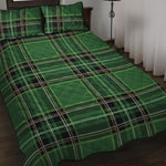 Green Stewart Tartan Pattern Print Quilt Bed Set
