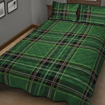 Green Stewart Tartan Pattern Print Quilt Bed Set