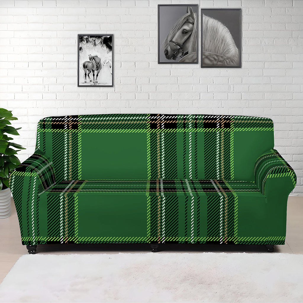 Green Stewart Tartan Pattern Print Sofa Cover