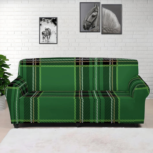 Green Stewart Tartan Pattern Print Sofa Cover