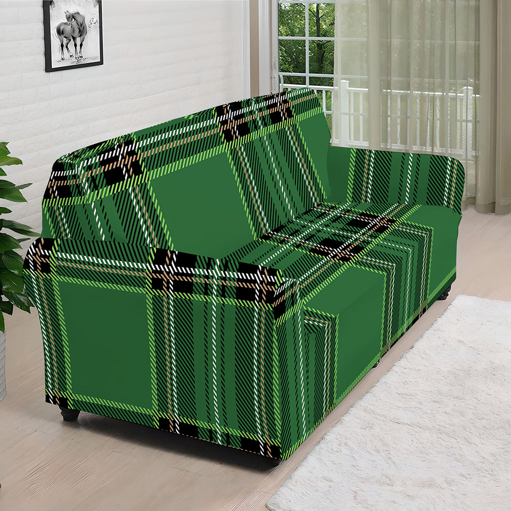 Green Stewart Tartan Pattern Print Sofa Cover