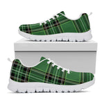 Green Stewart Tartan Pattern Print White Sneakers