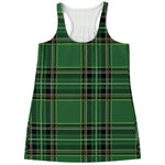 Green Stewart Tartan Pattern Print Women's Racerback Tank Top