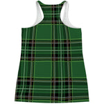 Green Stewart Tartan Pattern Print Women's Racerback Tank Top