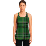 Green Stewart Tartan Pattern Print Women's Racerback Tank Top
