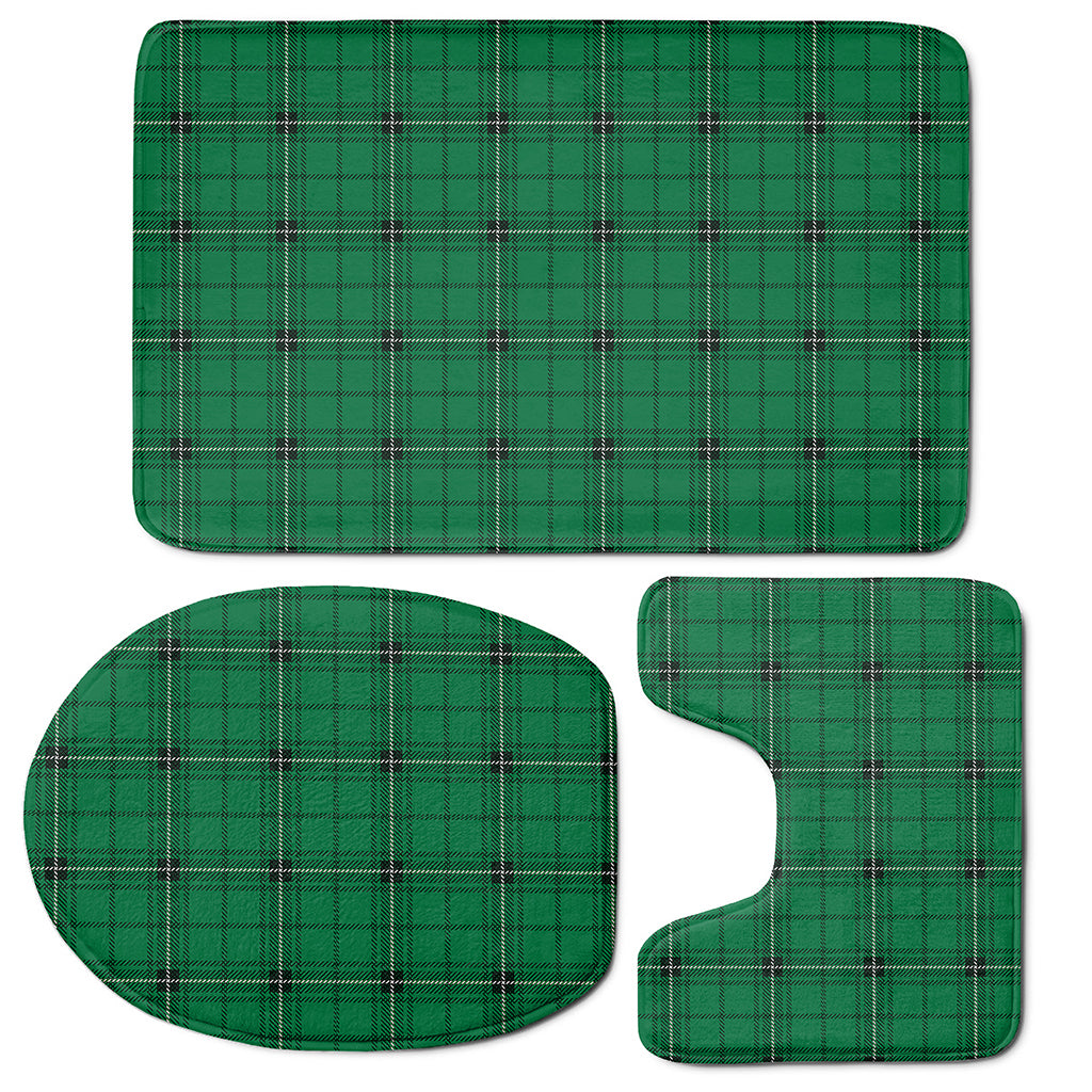 Green Stewart Tartan Print 3 Piece Bath Mat Set