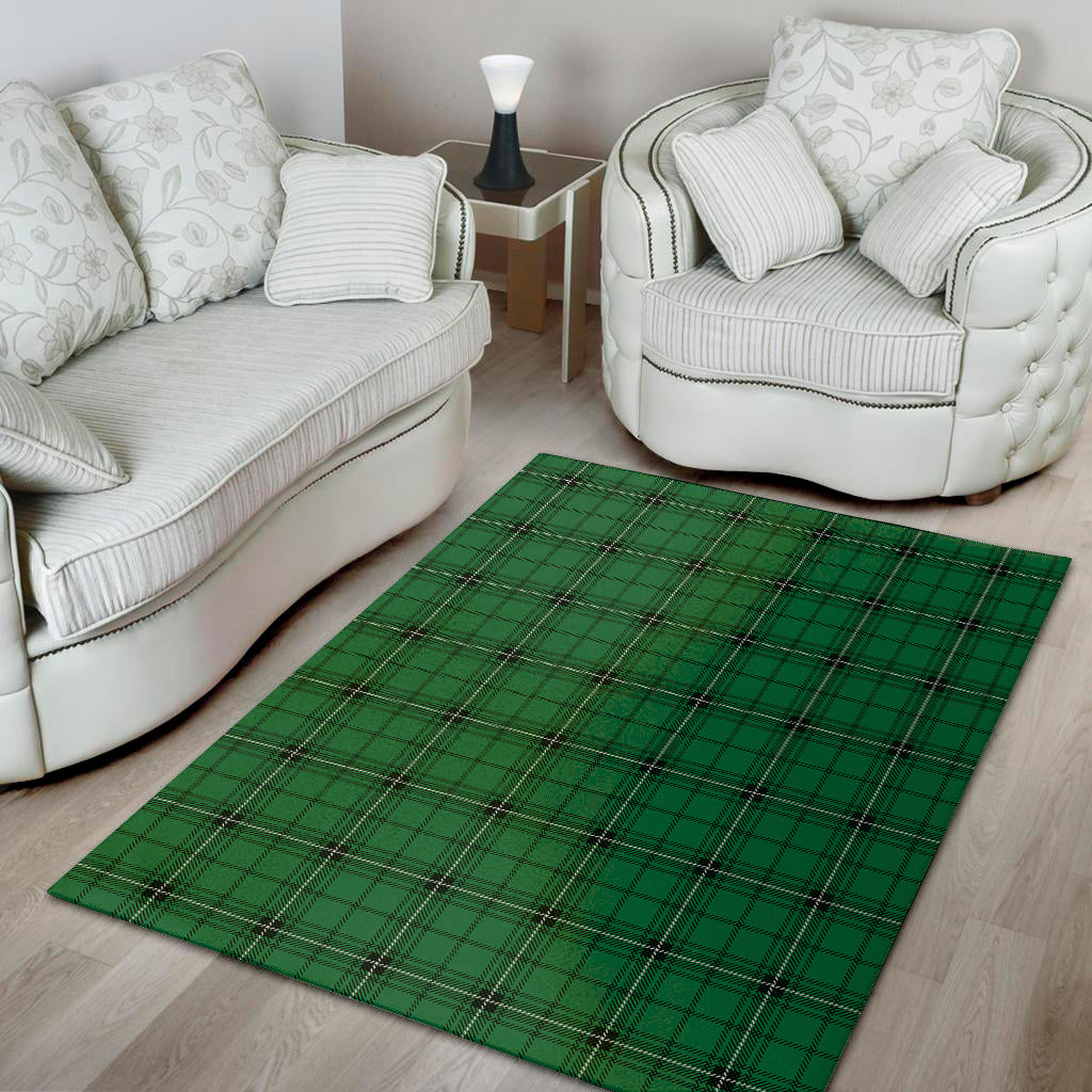 Green Stewart Tartan Print Area Rug