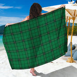 Green Stewart Tartan Print Beach Sarong Wrap
