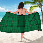 Green Stewart Tartan Print Beach Sarong Wrap