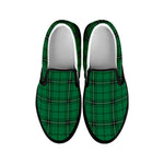 Green Stewart Tartan Print Black Slip On Shoes